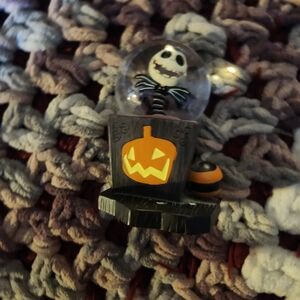 Halloween Skeleton Snow Globe with Pumpkin
